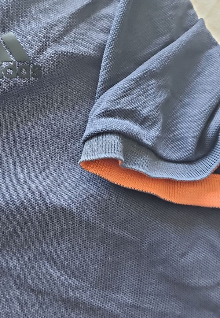 Adidas Navy Blue & Orange Pique Cotton Polo Shirt 328 - Image 10