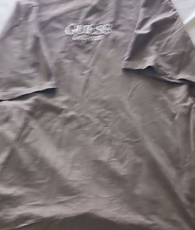 GUESS Originals Embroidered Logo T-Shirt Brown Large 322 - Image 7