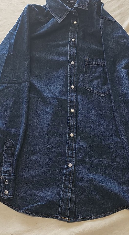 Peacocks Women's Indigo Blue Western Denim Shirt Size 8 376 - Image 6