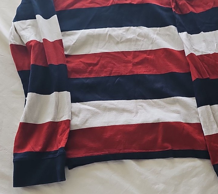 Vintage Striped Long Sleeve Rugby Shirt Red White and Blue 310 - Image 6