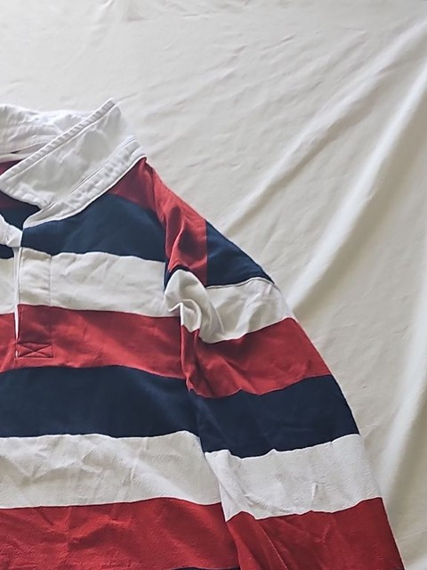 Vintage Striped Long Sleeve Rugby Shirt Red White and Blue 310 - Image 7