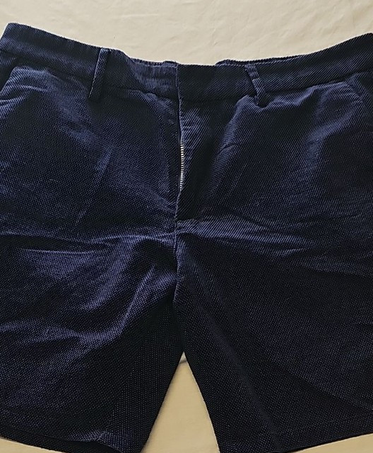 Burton Menswear Navy Textured Micro-Dot Chino Shorts Size 34 392 - Image 6