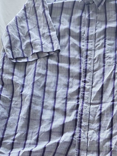 Cotton Traders Men's 2XL Purple Striped Short Sleeve Shirt 344 - Image 5