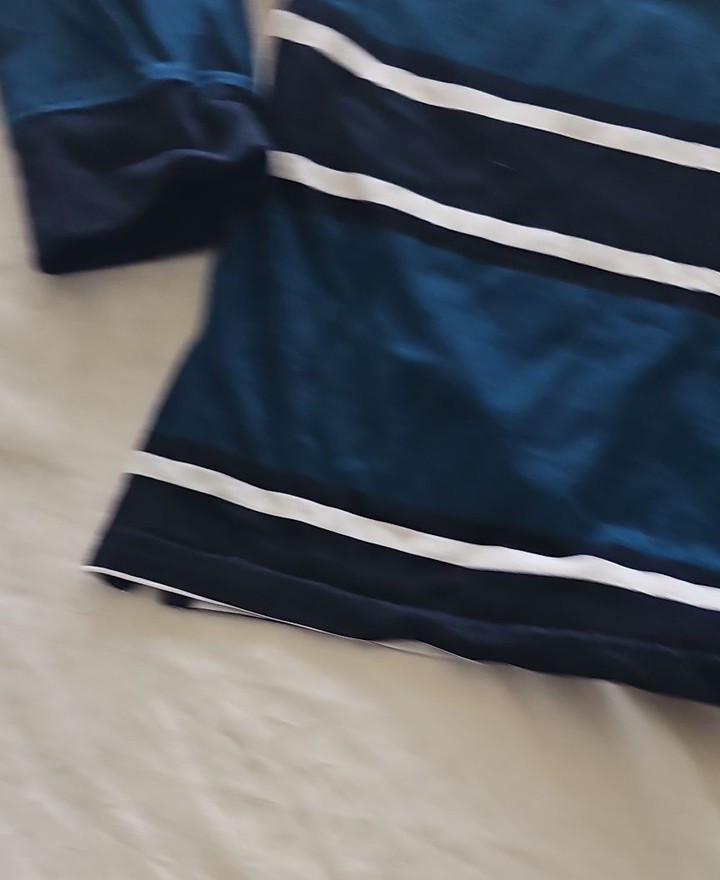 Vintage Style Blue Striped Long Sleeve Rugby Shirt 308 - Image 7