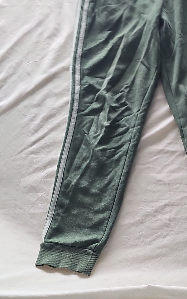 Adidas Men's Three-Stripe Cuffed Joggers in Olive Green S 400 - Image 8