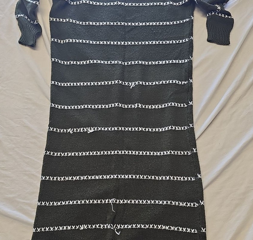Vintage Forest Green Striped Knit Maxi Sweater Dress 18 PP177 - Image 9