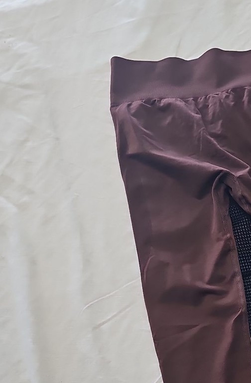 High-Waisted Seamless Ribbed Gym Leggings in Chocolate Brown QQ1064 - Image 10