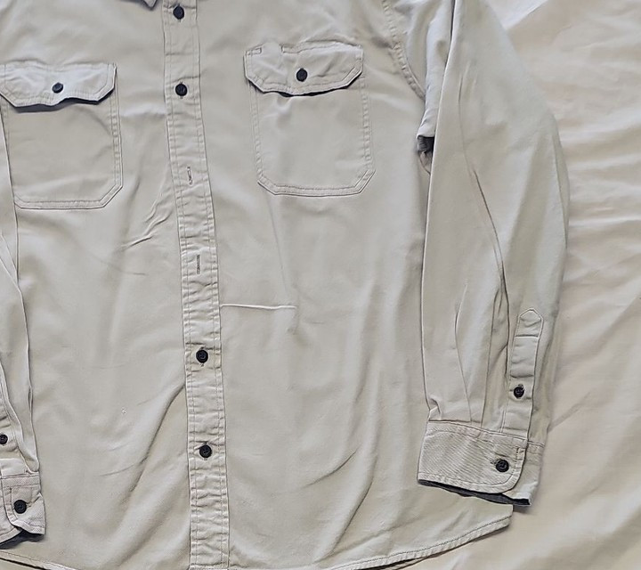 Wrangler Flex for Comfort Men's Khaki Cotton Twill Work Shirt Size Large RR1067 - Image 8