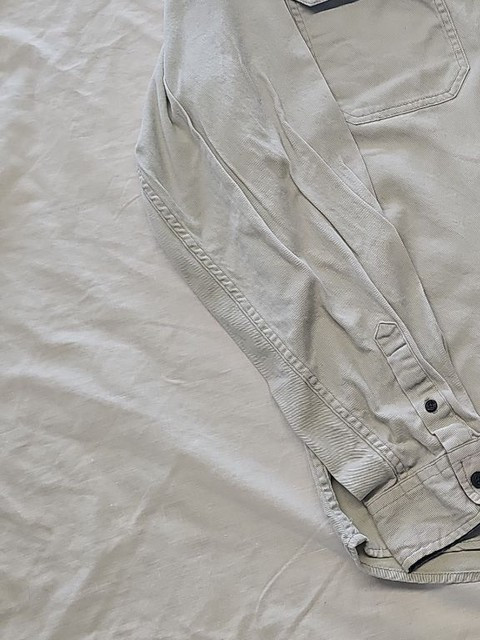Wrangler Flex for Comfort Men's Khaki Cotton Twill Work Shirt Size Large RR1067 - Image 12