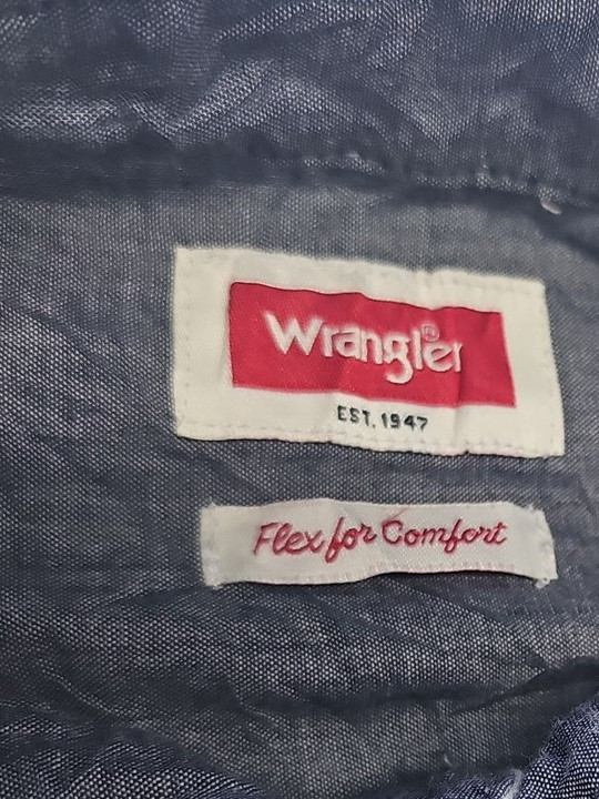 Wrangler Flex for Comfort Men's Khaki Cotton Twill Work Shirt Size Large RR1067 - Image 9