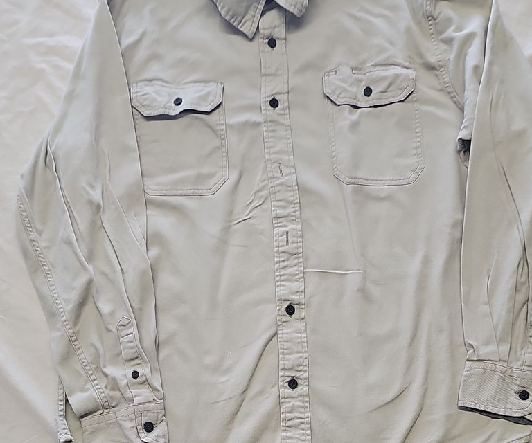Wrangler Flex for Comfort Men's Khaki Cotton Twill Work Shirt Size Large RR1067 - Image 7