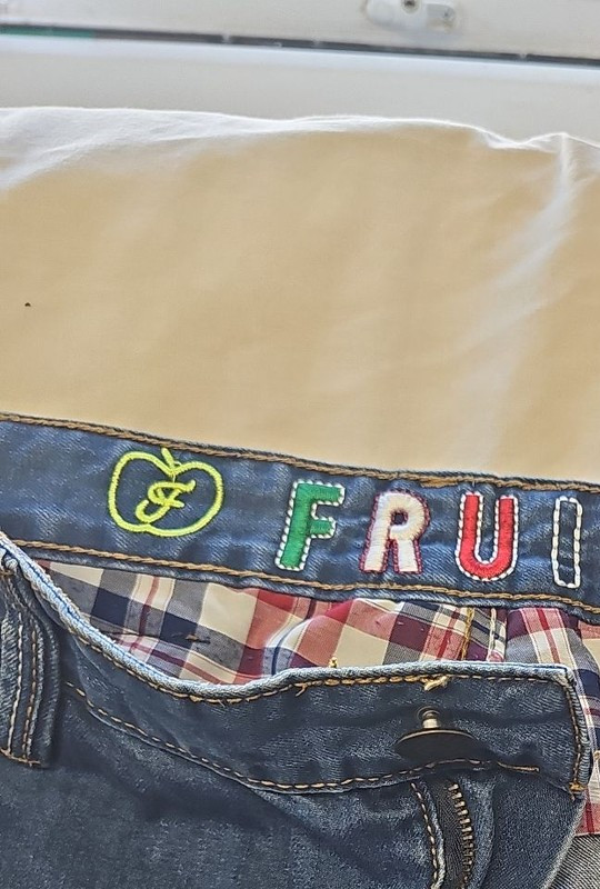 Fruit Jeans Distressed Slim Fit Blue Denim with Plaid Lining Accent W/L32 TT1104 - Image 9
