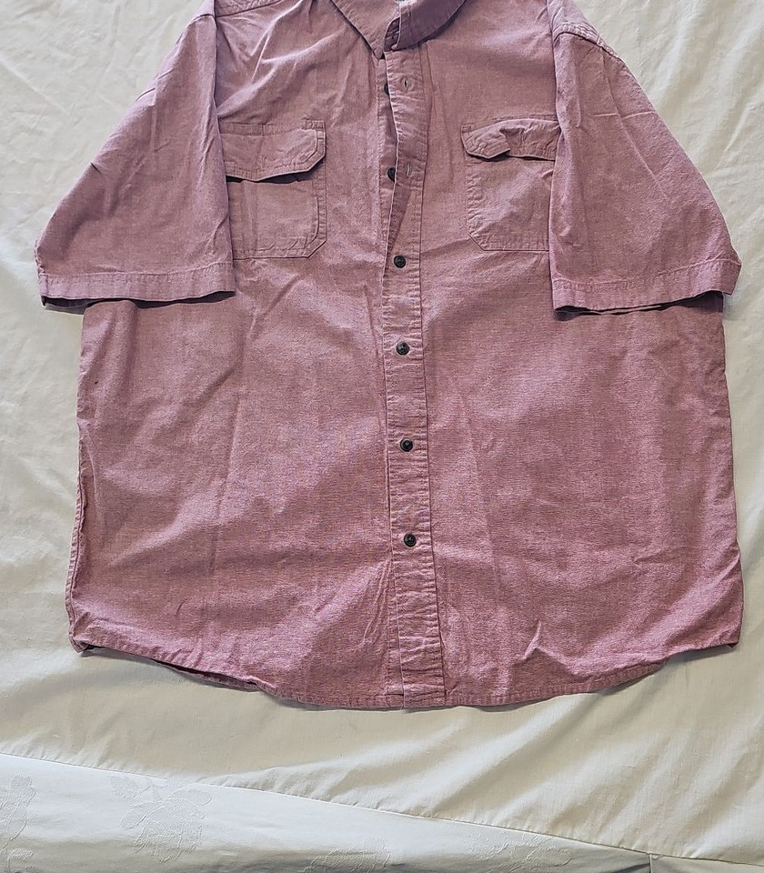 Wrangler Comfort Flex Men's Short Sleeve Button Down Shirt Red/Grey Marl L SS108 - Image 7