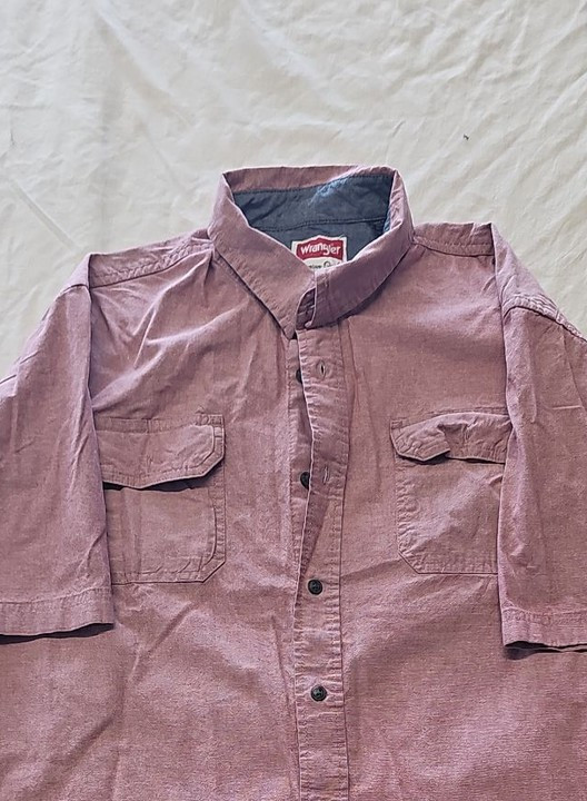 Wrangler Comfort Flex Men's Short Sleeve Button Down Shirt Red/Grey Marl L SS108 - Image 8
