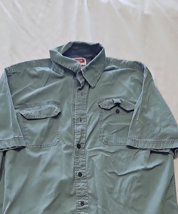 Wrangler Men's Short Sleeve Twill Work Shirt in Sage Green Large SS1083 - Image 9