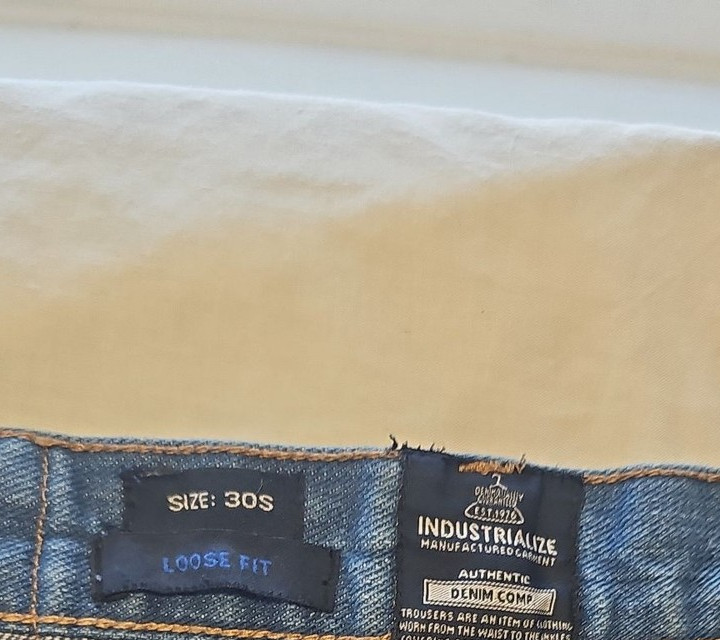 Industrialize Loose Fit Men's Denim Jeans Blue Size 30S UU1122 - Image 9