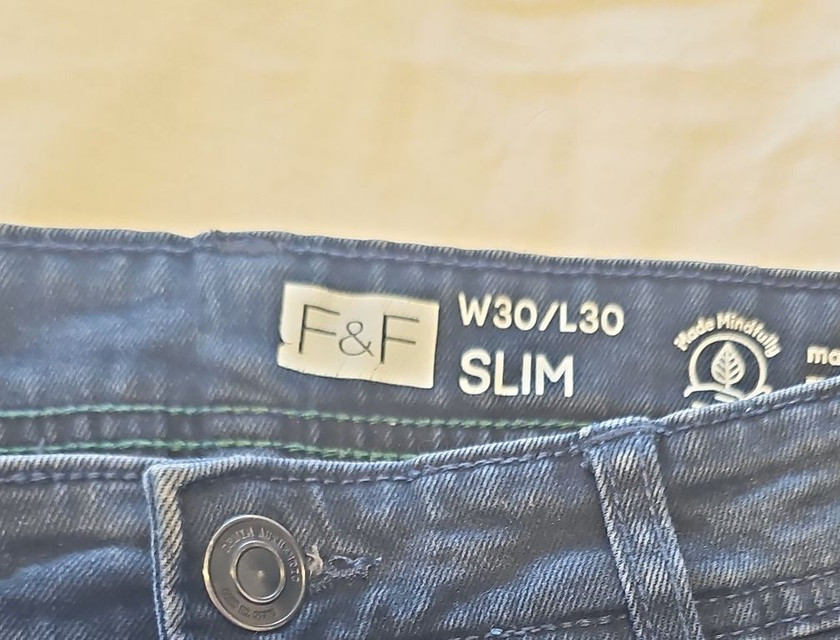 F&F Men's Slim Fit Dark Wash Denim Jeans W30 L30 VV1124 - Image 9