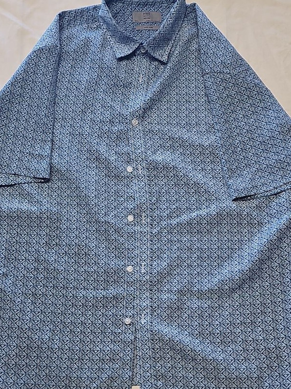 M&S Collection Men's Blue Geometric Print Short Sleeve Shirt - 2XL XX1151 - Image 7