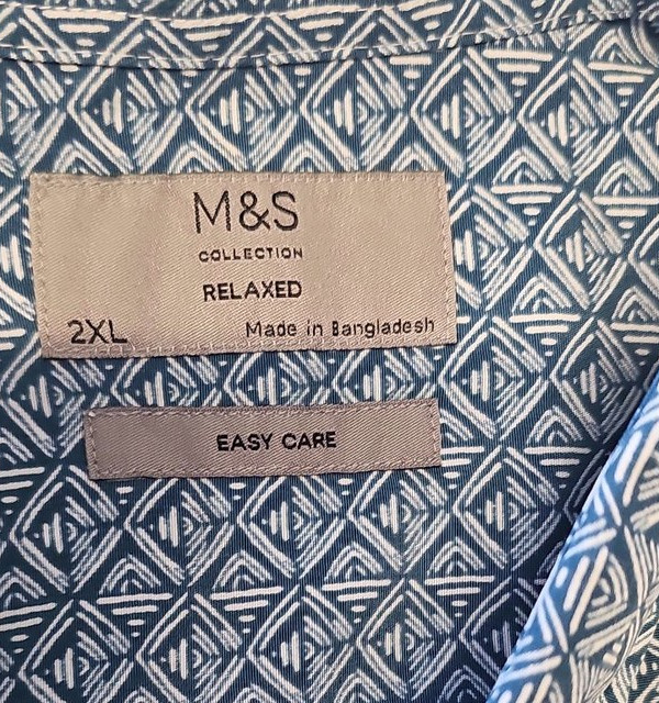 M&S Collection Men's Blue Geometric Print Short Sleeve Shirt - 2XL XX1151 - Image 9