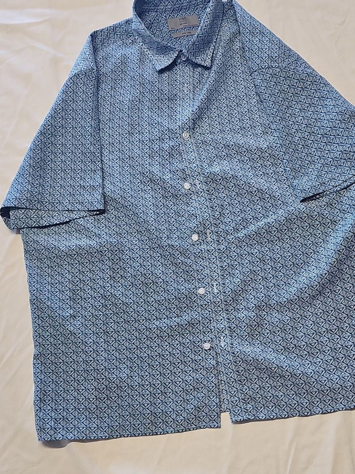M&S Collection Men's Blue Geometric Print Short Sleeve Shirt - 2XL XX1151 - Image 11