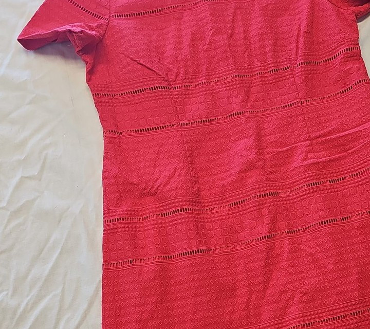 Precis Petite Coral Pink Eyelet Lace Shift Dress - UK 18 WW1141 - Image 12