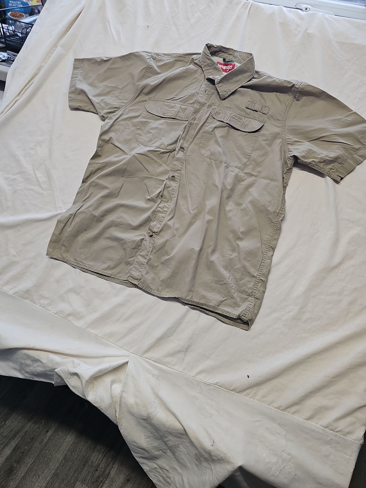 Wrangler Outdoor Short Sleeve Performance Shirt Khaki Large SS1084 - Image 4