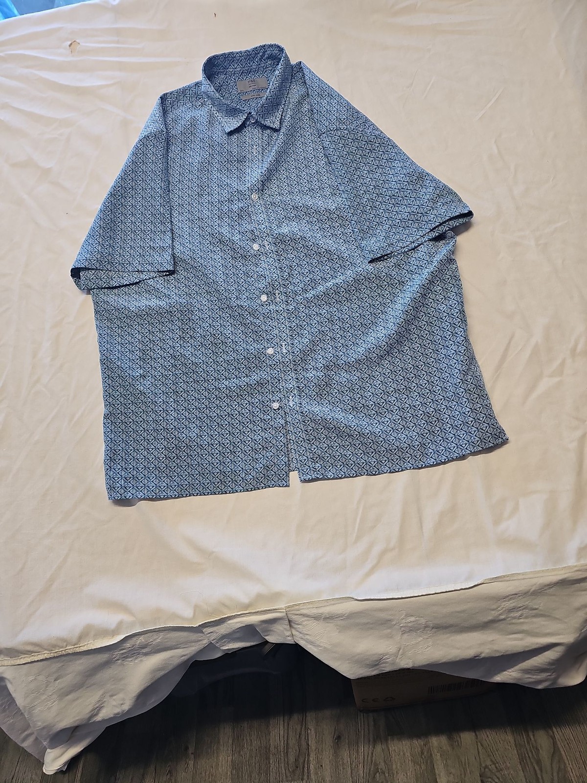 M&S Collection Men's Blue Geometric Print Short Sleeve Shirt - 2XL XX1151 - Image 3