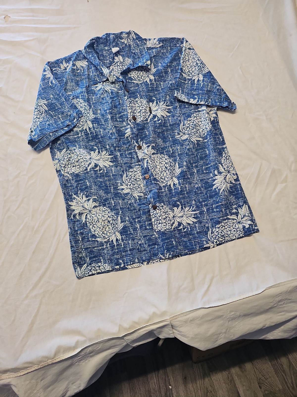 Palmwave Hawaii Men's XL Blue Pineapple Print Cotton Aloha Shirt WW1148 - Image 3