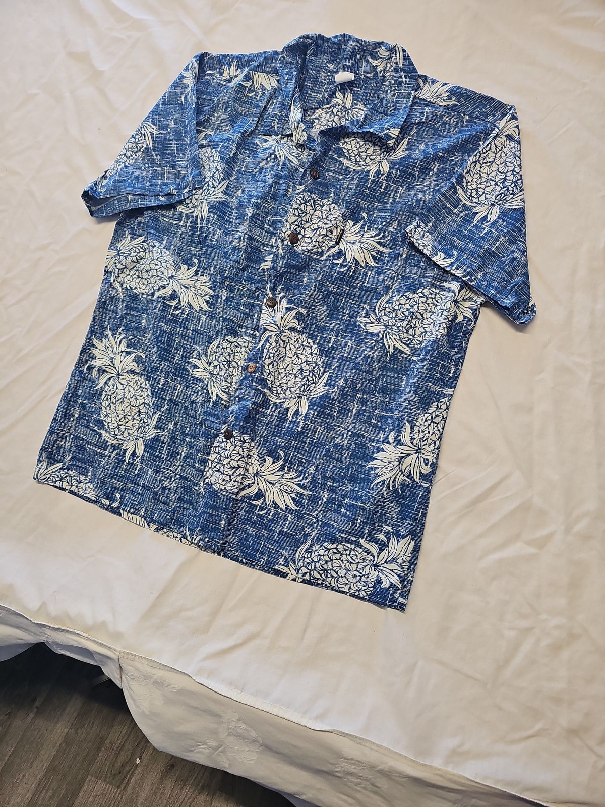 Palmwave Hawaii Men's XL Blue Pineapple Print Cotton Aloha Shirt WW1148 - Image 4