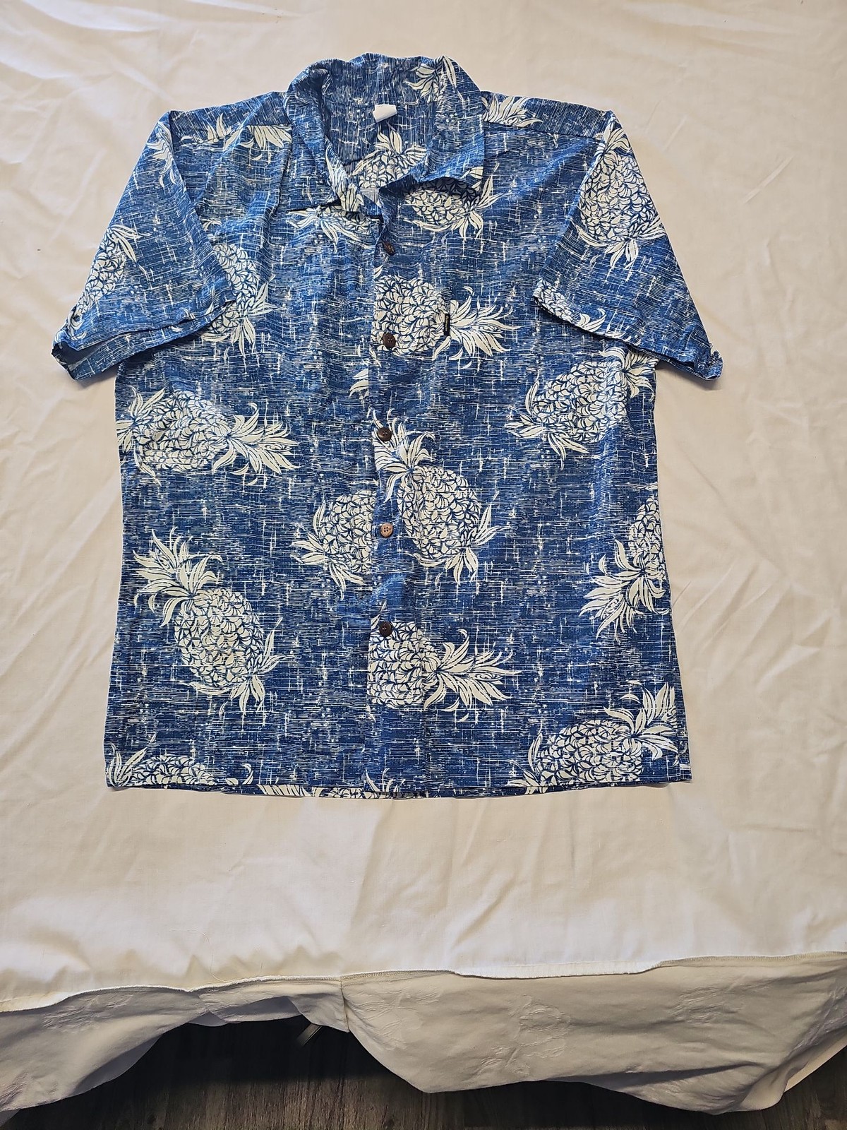 Palmwave Hawaii Men's XL Blue Pineapple Print Cotton Aloha Shirt WW1148 - Image 5