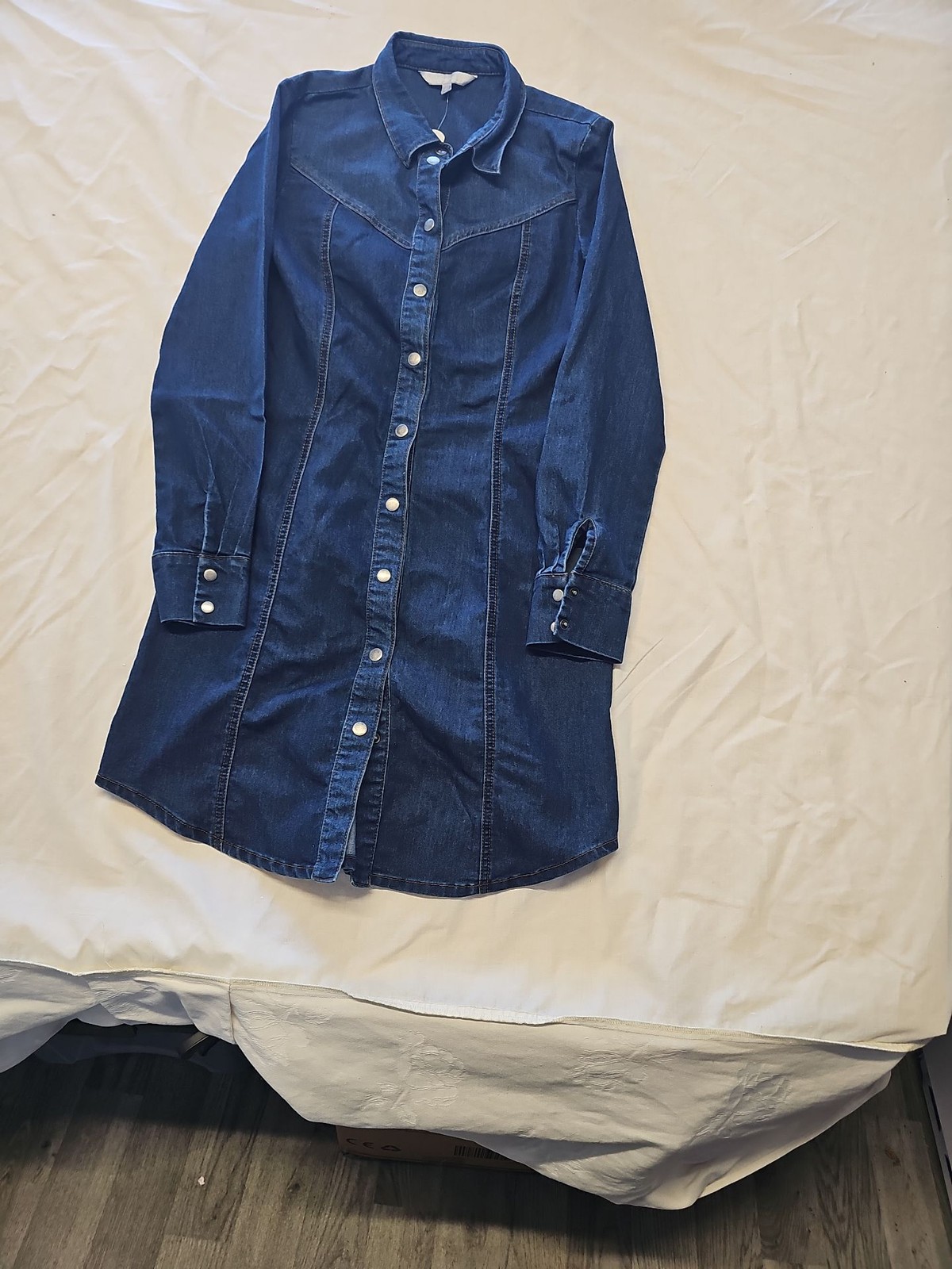 Red Herring Women's Dark Wash Denim Shirt Dress Size 10 WW1149 - Image 4