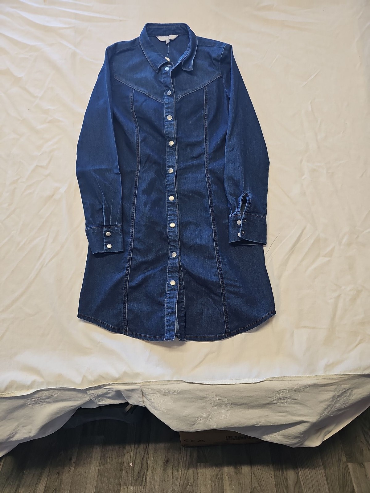 Red Herring Women's Dark Wash Denim Shirt Dress Size 10 WW1149 - Image 5