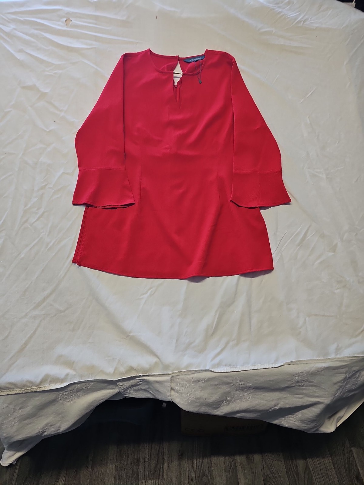 Sosandar Red Bell Sleeve Tunic Top UK 14 WW1043