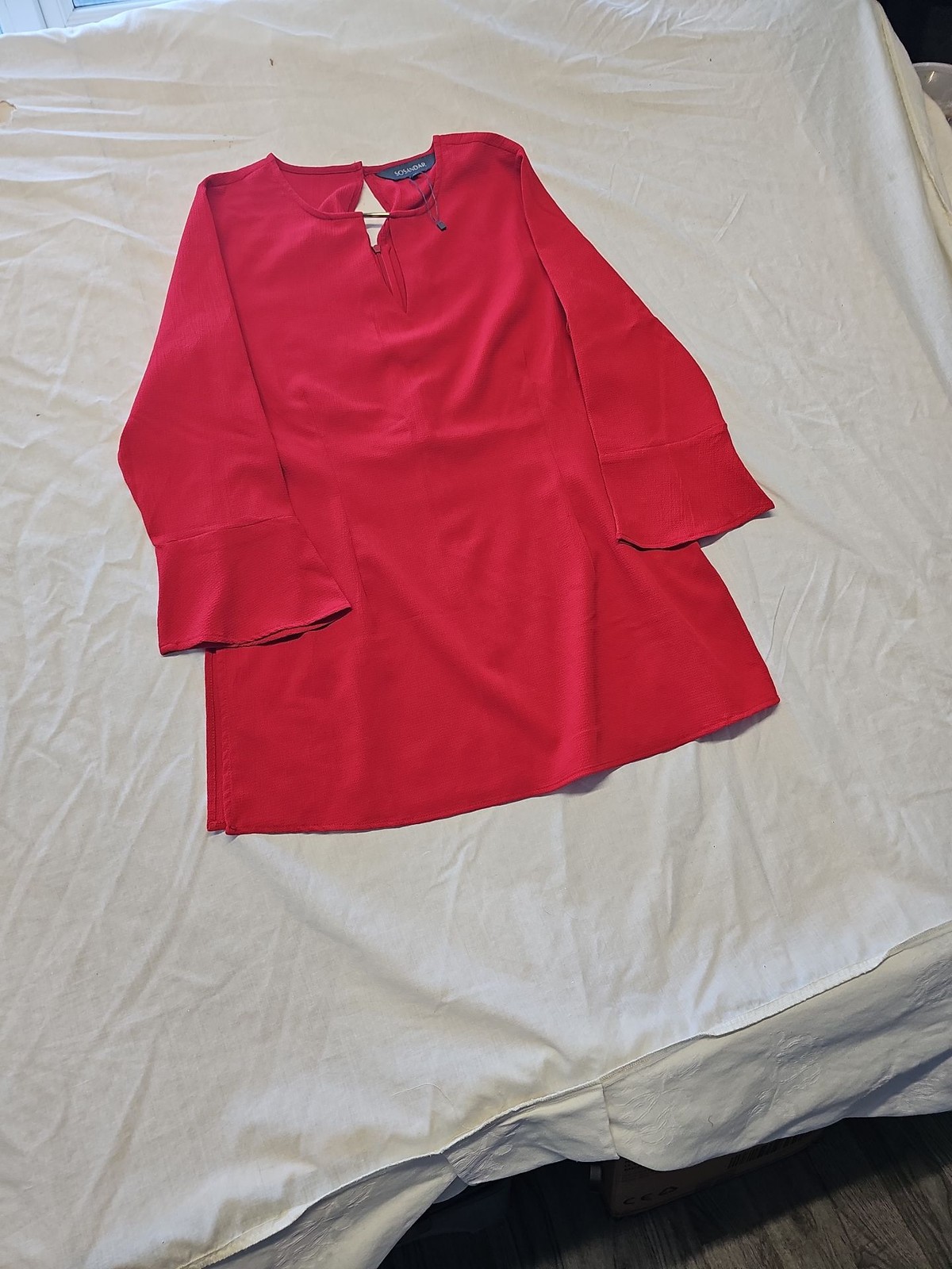 Sosandar Red Bell Sleeve Tunic Top UK 14 WW1043 - Image 3