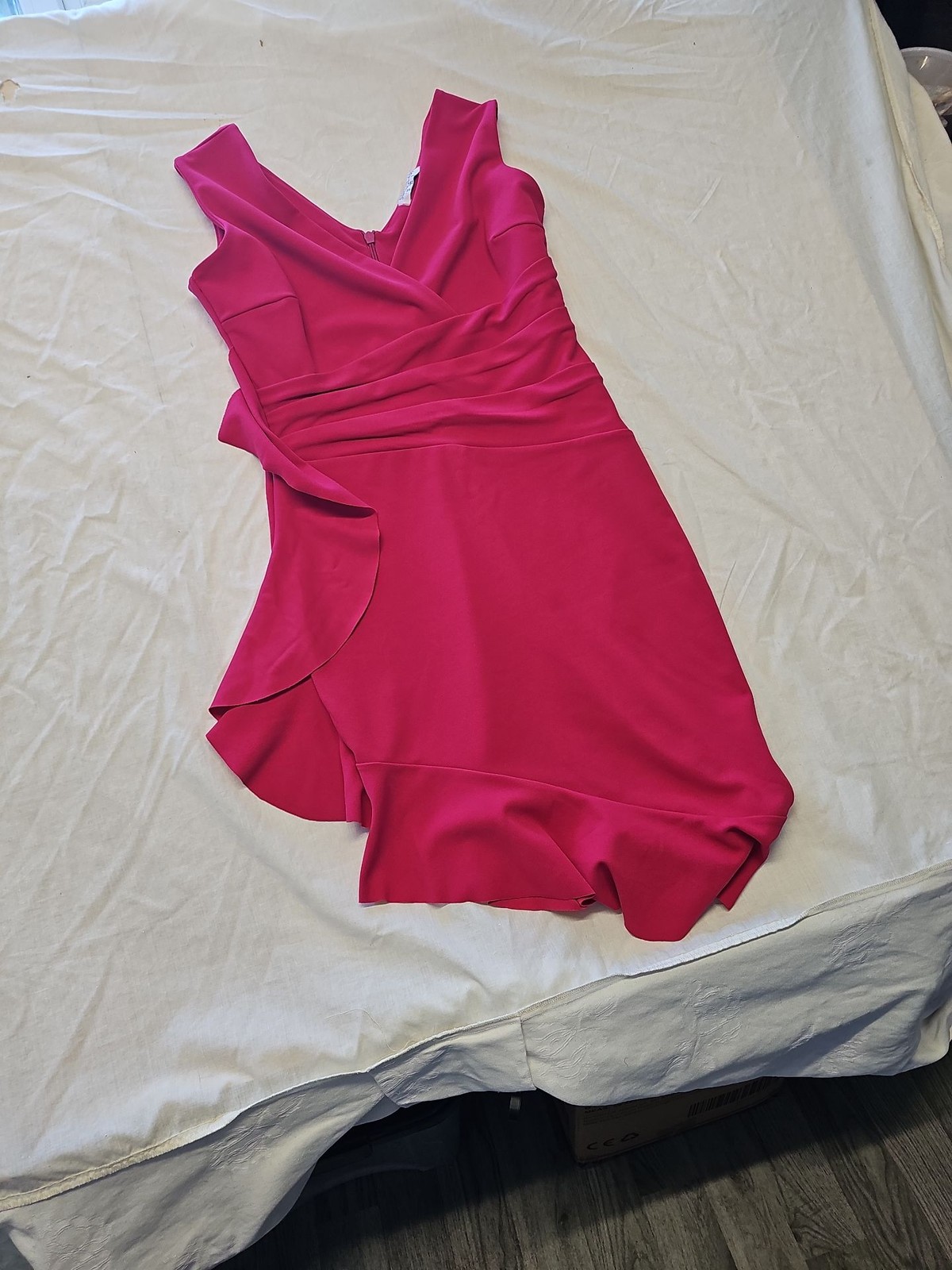Sistaglam Fuchsia Pink Asymmetric Ruffle Wrap Cocktail Dress uk14 WW1144 - Image 3