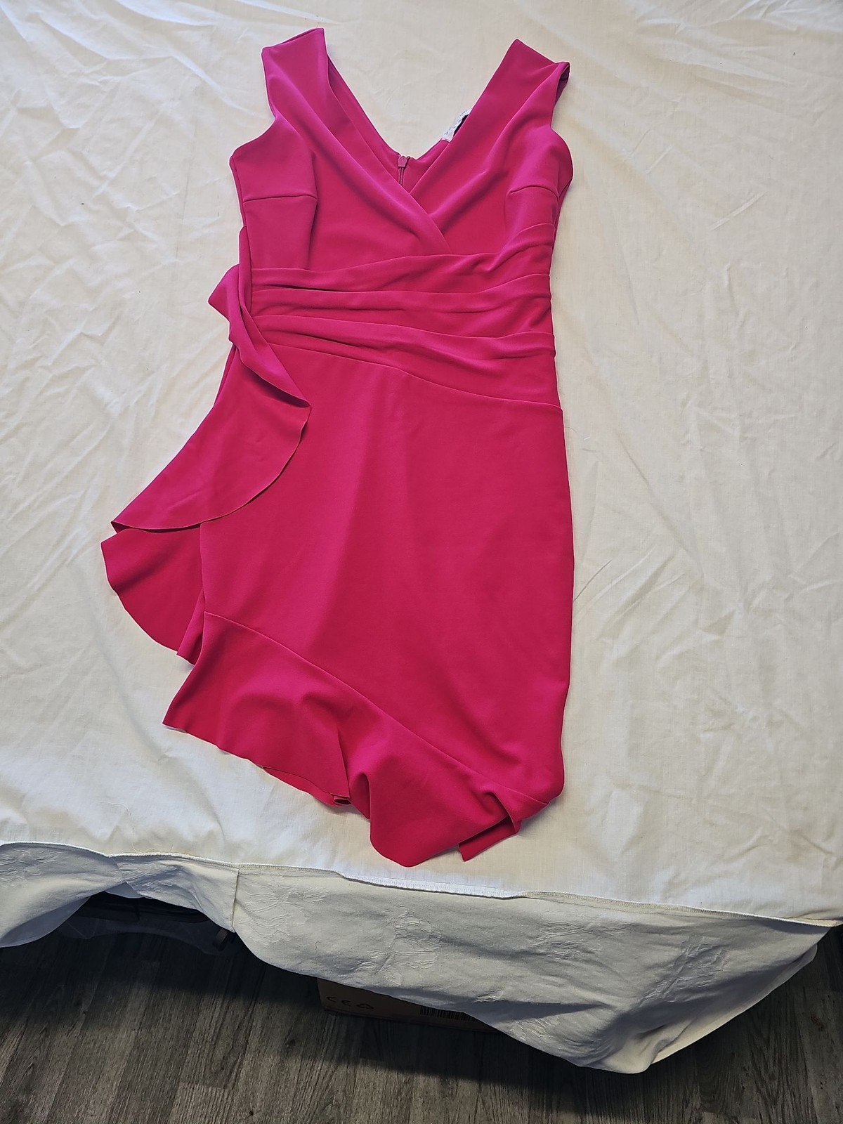 Sistaglam Fuchsia Pink Asymmetric Ruffle Wrap Cocktail Dress uk14 WW1144 - Image 4