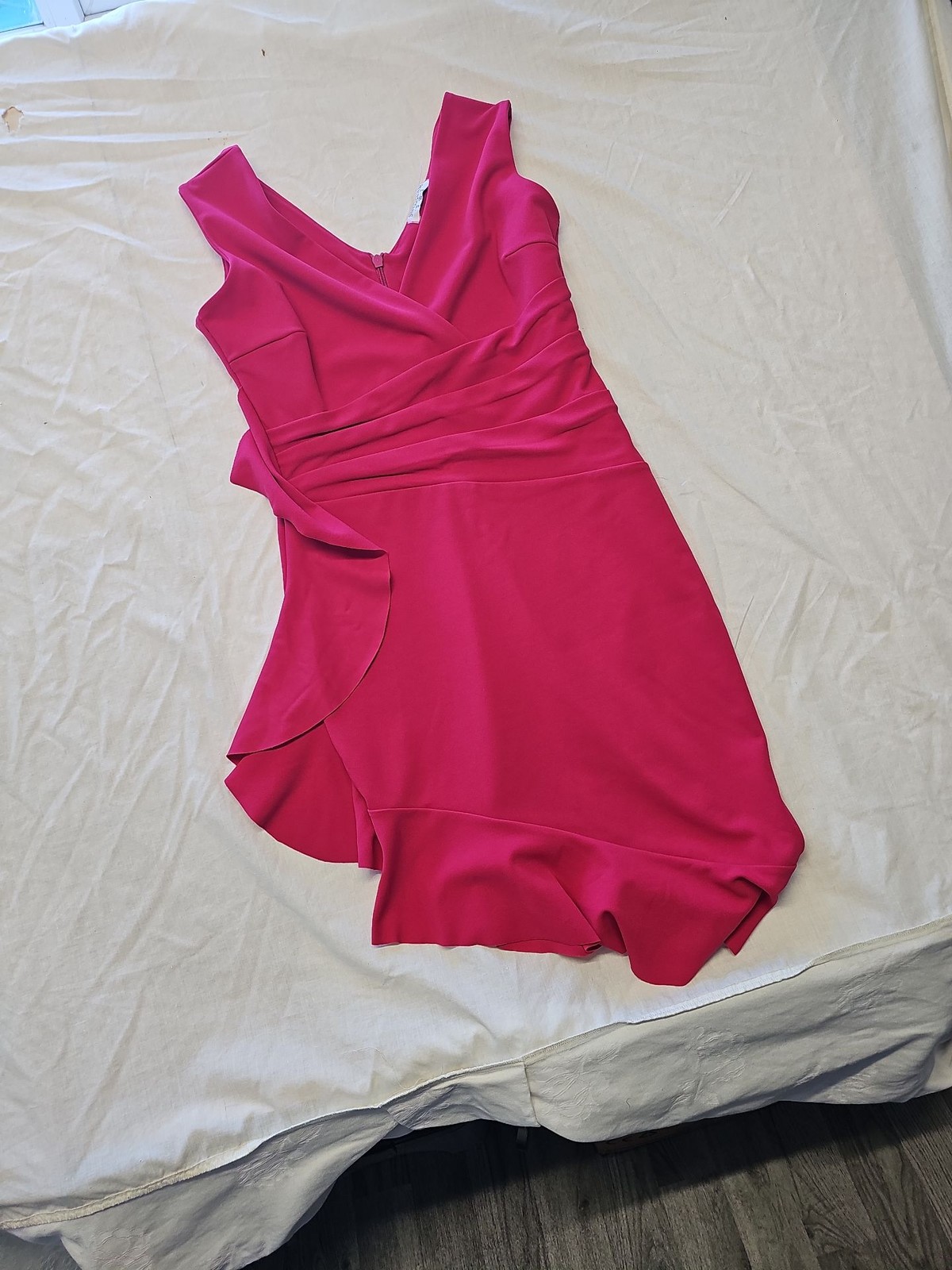 Sistaglam Fuchsia Pink Asymmetric Ruffle Wrap Cocktail Dress uk14 WW1144 - Image 5