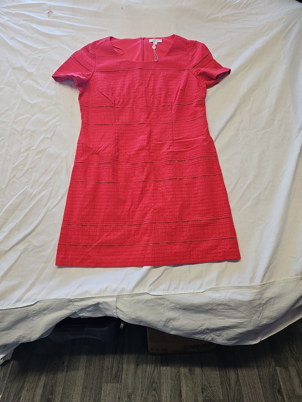 Precis Petite Coral Pink Eyelet Lace Shift Dress - UK 18 WW1141