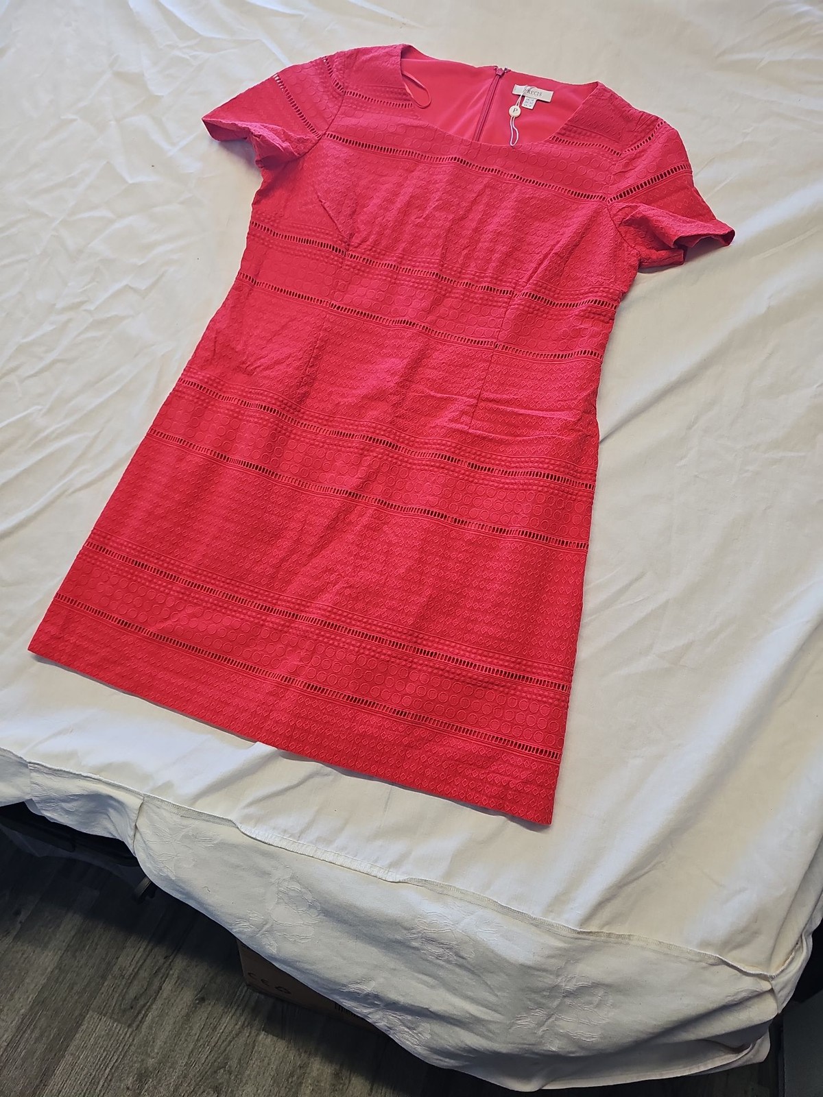 Precis Petite Coral Pink Eyelet Lace Shift Dress - UK 18 WW1141 - Image 4