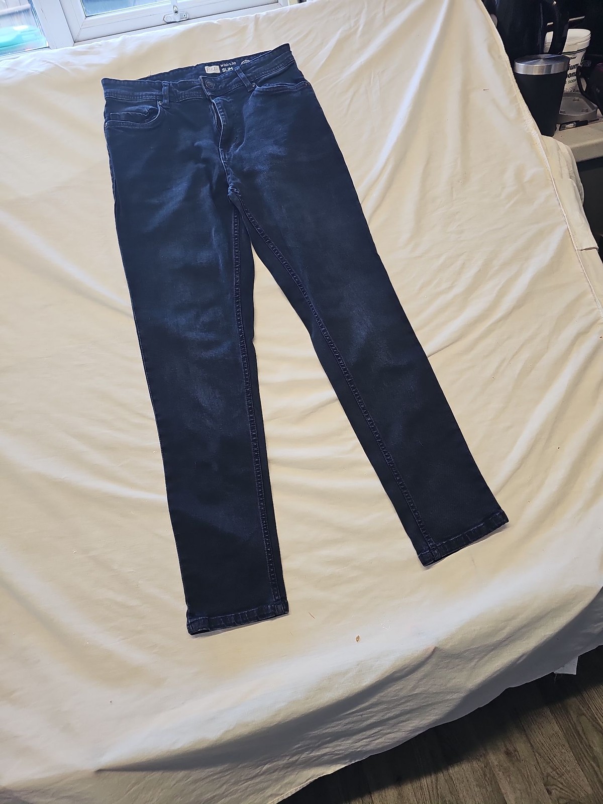 F&F Men's Slim Fit Dark Wash Denim Jeans W30 L30 VV1124 - Image 3