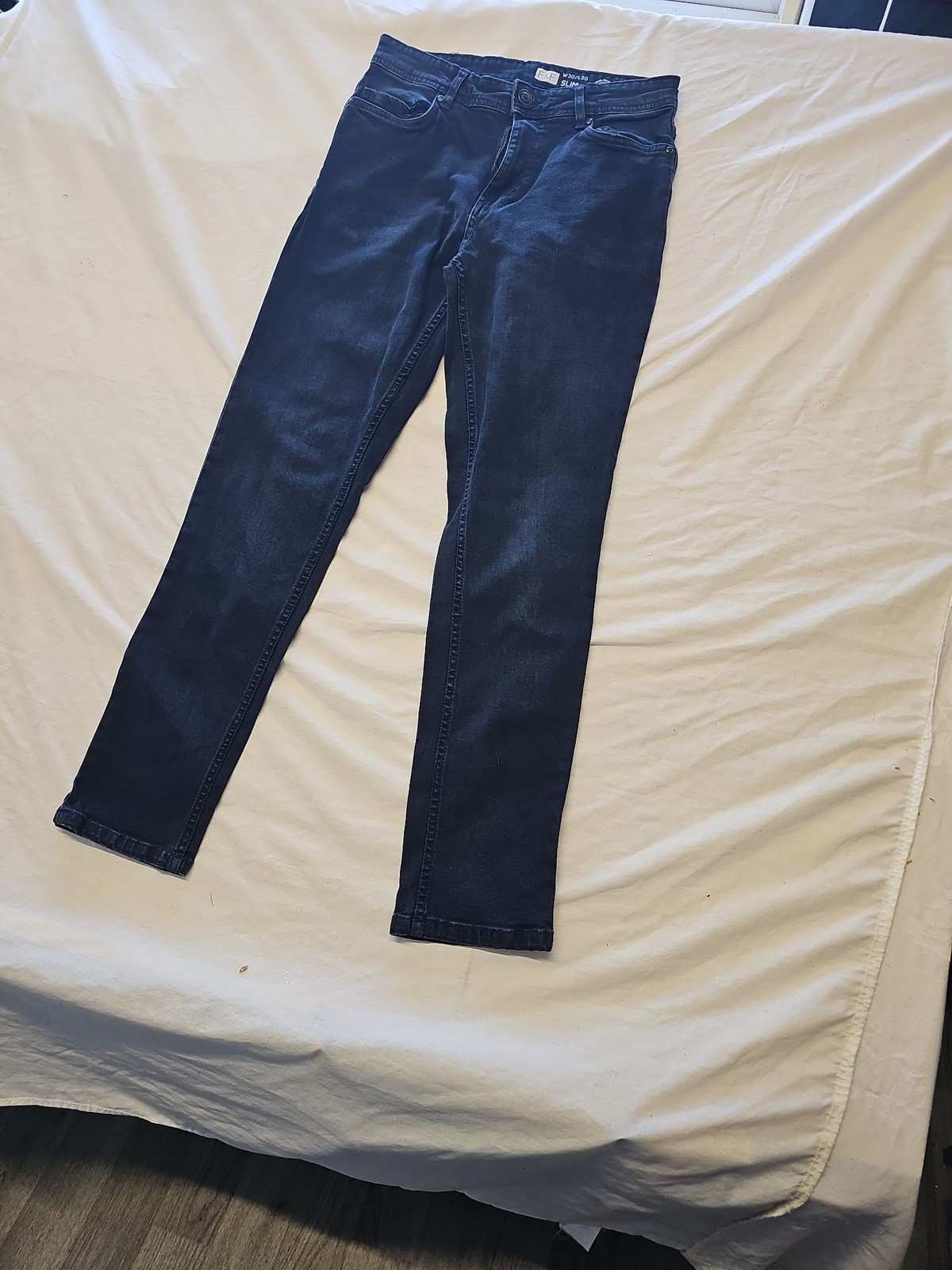 F&F Men's Slim Fit Dark Wash Denim Jeans W30 L30 VV1124 - Image 4