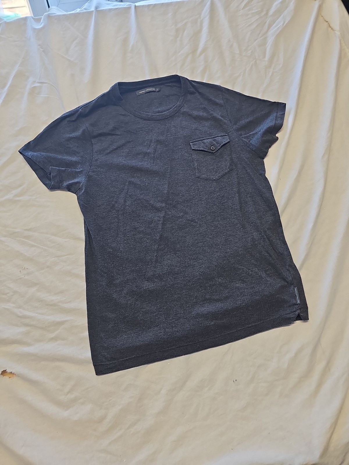 French Connection Men's Charcoal Grey Button Pocket T-Shirt L PP332 - Image 3