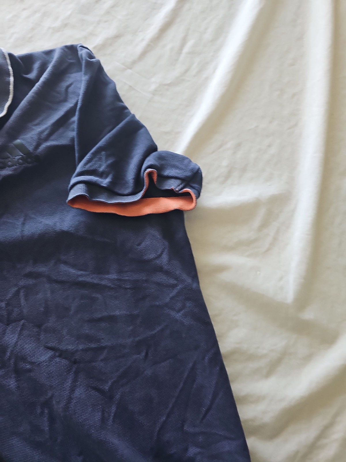 Adidas Navy Blue & Orange Pique Cotton Polo Shirt 328 - Image 4