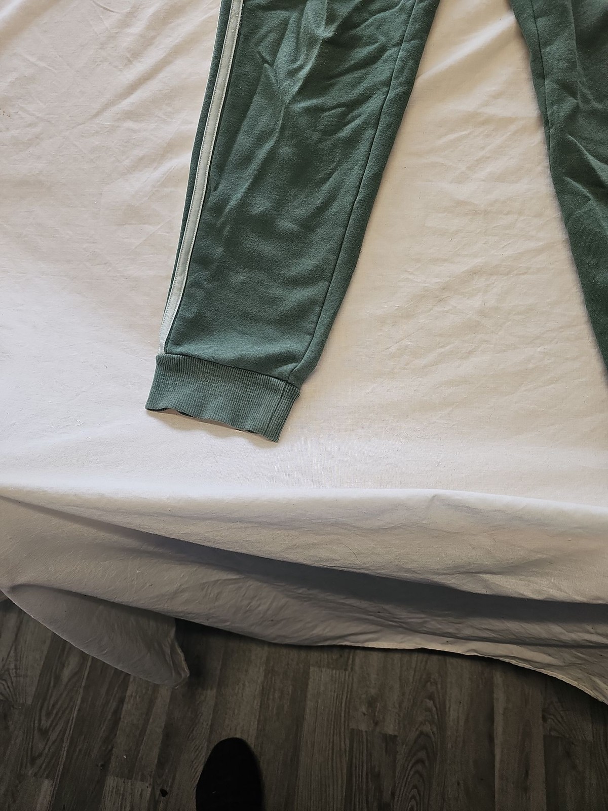 Adidas Men's Three-Stripe Cuffed Joggers in Olive Green S 400 - Image 3