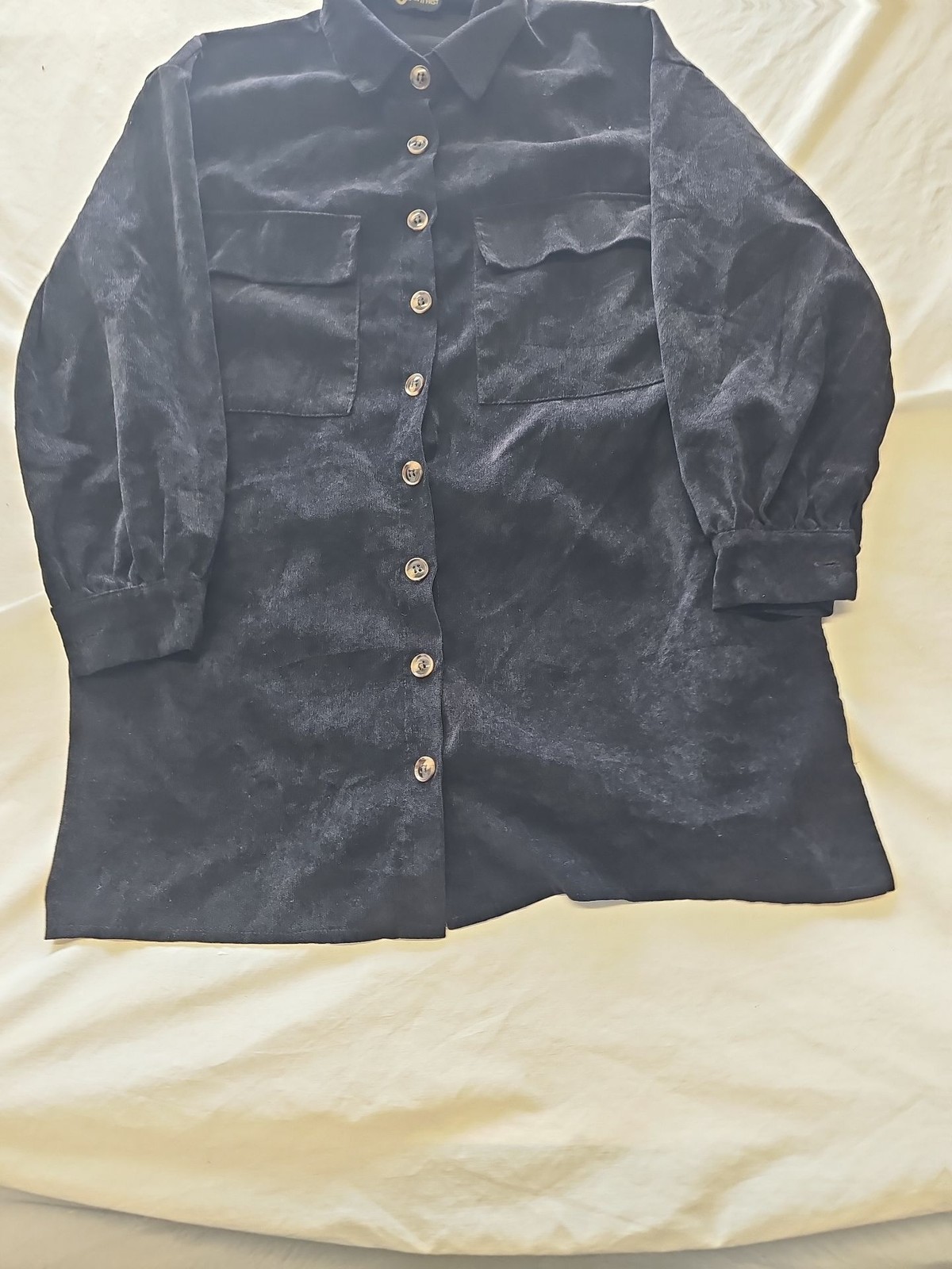 I Saw It First Black Corduroy Oversized Shirt Dress 407 - Image 5