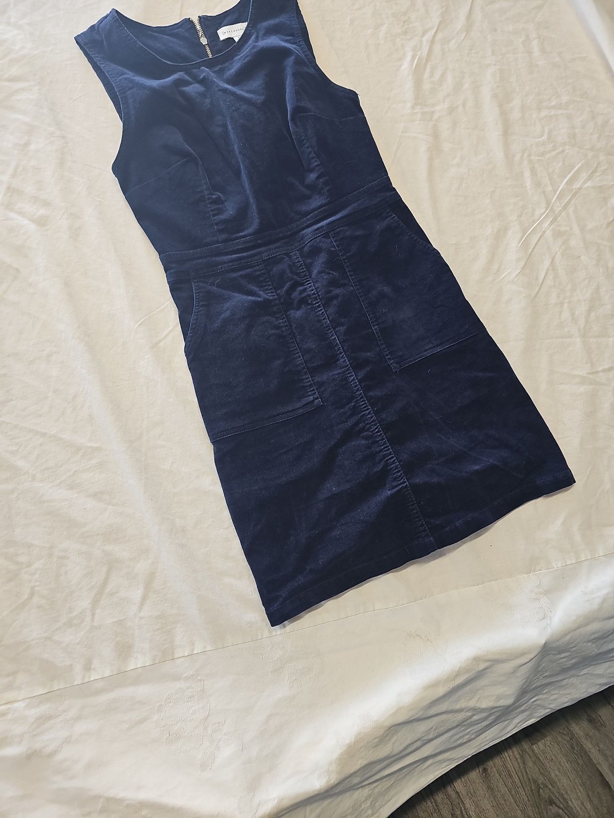 Warehouse Navy Blue Corduroy Sleeveless Shift Dress - Size 8 QQ1057 - Image 3