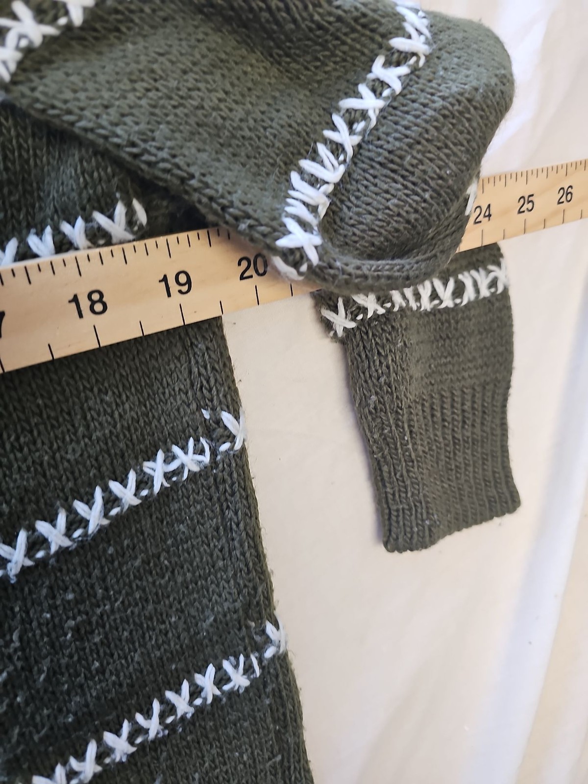 Vintage Forest Green Striped Knit Maxi Sweater Dress 18 PP177 - Image 3
