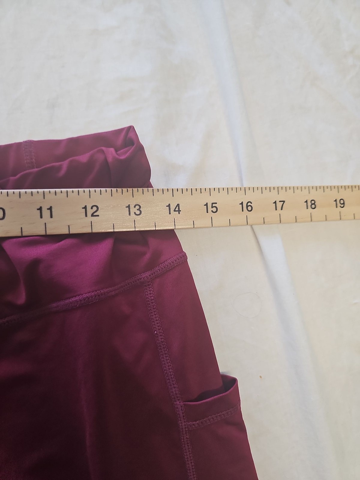 Women's High-Waisted Magenta Cropped Leggings with Side Pockets xl MM15 - Image 3