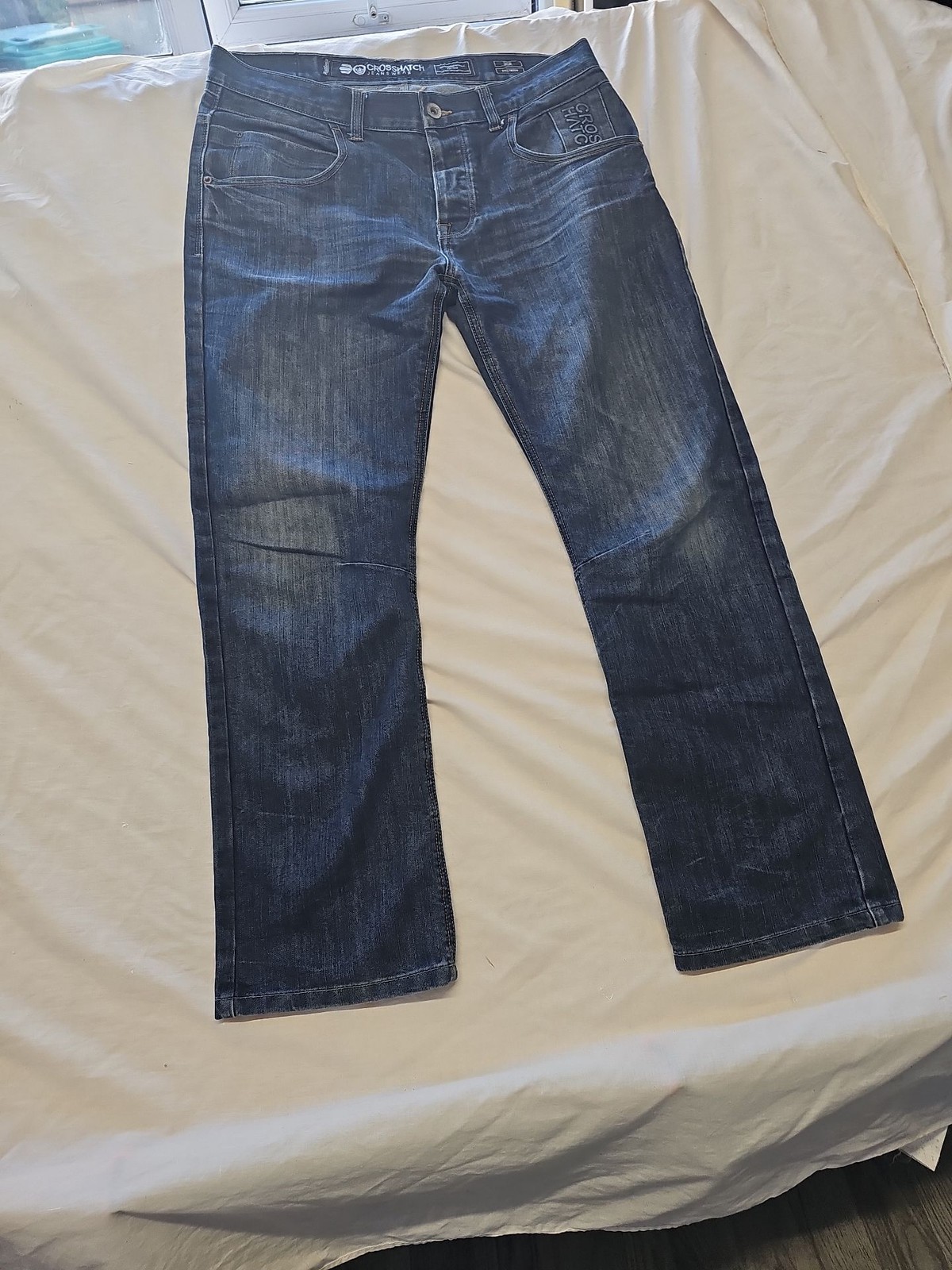Crosshatch Baltman Men's Straight Leg Dark Wash Denim Jeans 36R - Image 3