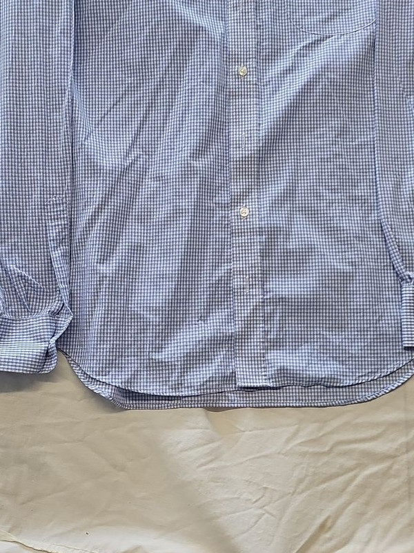 M&S Collection Men's Blue Gingham Regular Fit Long Sleeve Shirt 16.5 XX115 - Image 8